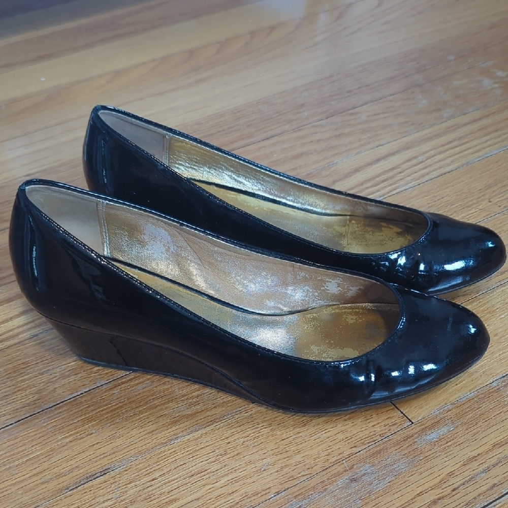 Coach Black Patent Leather Wedge Pumps Size 7
